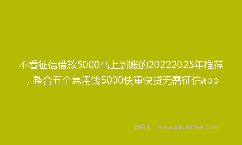 不看征信借款5000马上到账的20222025年推荐，整合五个急用钱5000快审快贷无需征信app