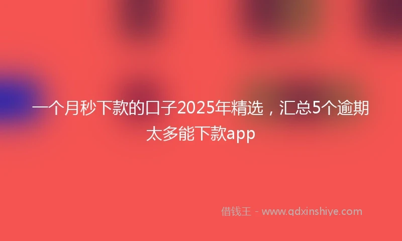 一个月秒下款的口子2025年精选，汇总5个逾期太多能下款app