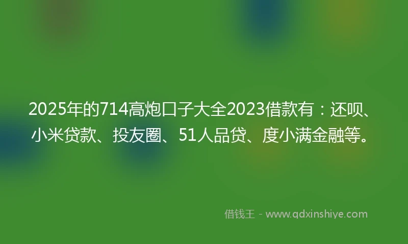 2025年的714高炮口子大全2023借款有：还呗、小米贷款、投友圈、51人品贷、度小满金融等。