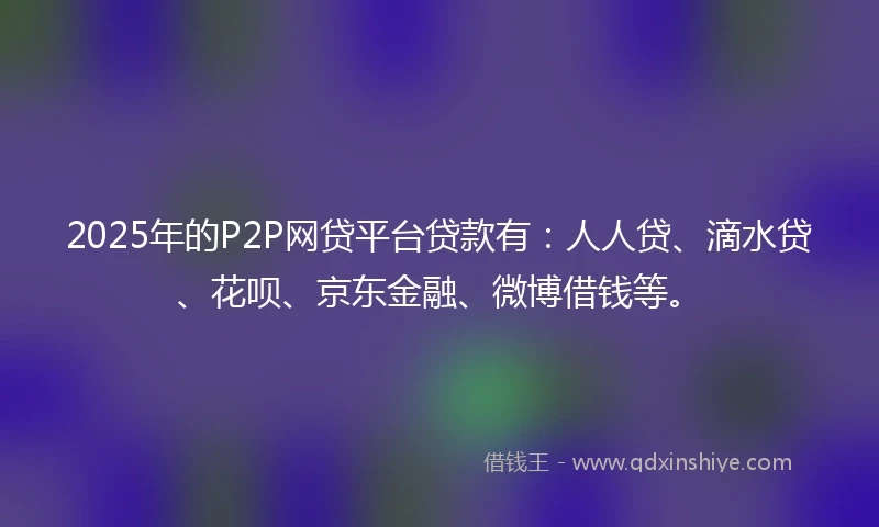 2025年的P2P网贷平台贷款有：人人贷、滴水贷、花呗、京东金融、微博借钱等。