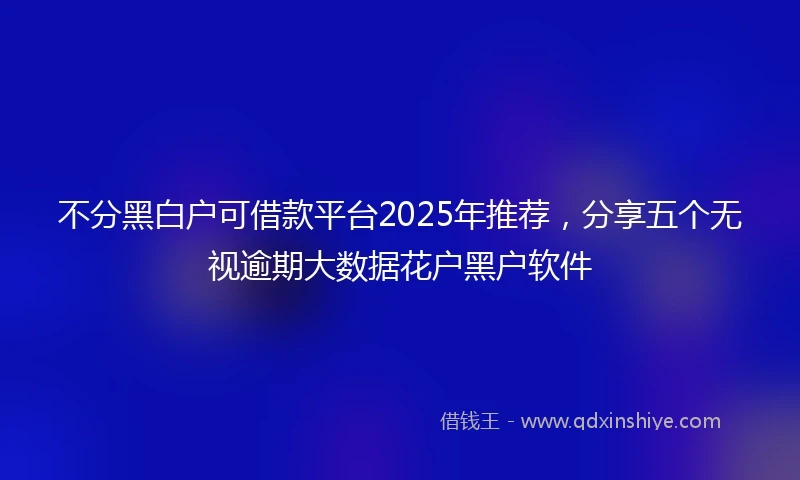 不分黑白户可借款平台2025年推荐，分享五个无视逾期大数据花户黑户软件