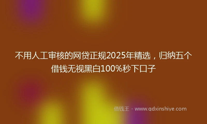 不用人工审核的网贷正规2025年精选，归纳五个借钱无视黑白100%秒下口子
