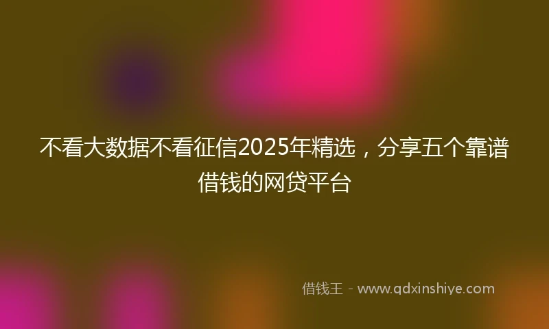 不看大数据不看征信2025年精选，分享五个靠谱借钱的网贷平台