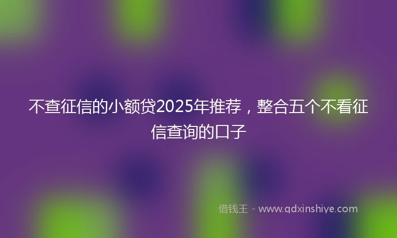 不查征信的小额贷2025年推荐，整合五个不看征信查询的口子
