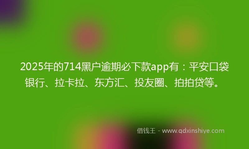 2025年的714黑户逾期必下款app有：平安口袋银行、拉卡拉、东方汇、投友圈、拍拍贷等。