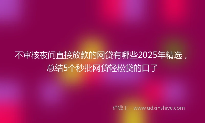 不审核夜间直接放款的网贷有哪些2025年精选，总结5个秒批网贷轻松贷的口子