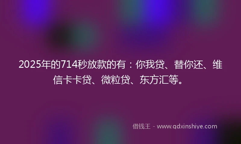 2025年的714秒放款的有：你我贷、替你还、维信卡卡贷、微粒贷、东方汇等。