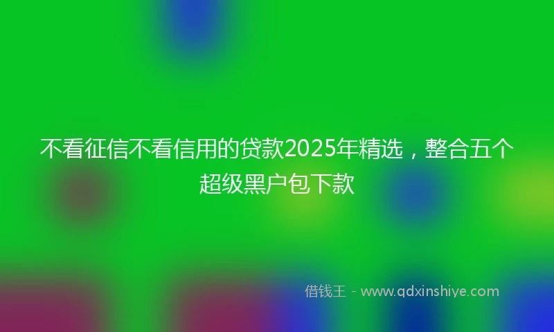 不看征信不看信用的贷款2025年精选，整合五个超级黑户包下款