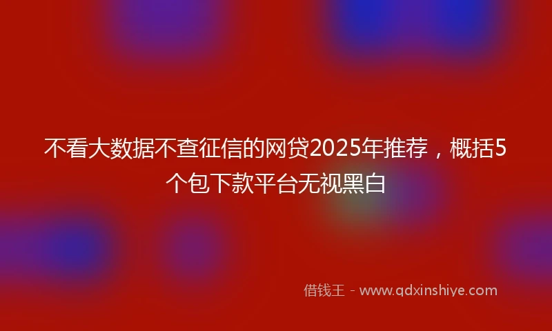 不看大数据不查征信的网贷2025年推荐，概括5个包下款平台无视黑白