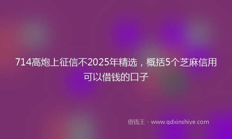 714高炮上征信不2025年精选，概括5个芝麻信用可以借钱的口子