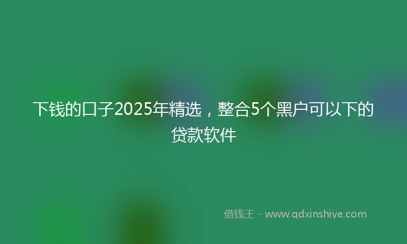 下钱的口子2025年精选，整合5个黑户可以下的贷款软件