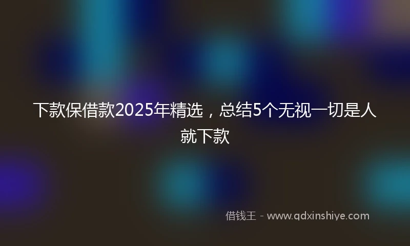 下款保借款2025年精选，总结5个无视一切是人就下款