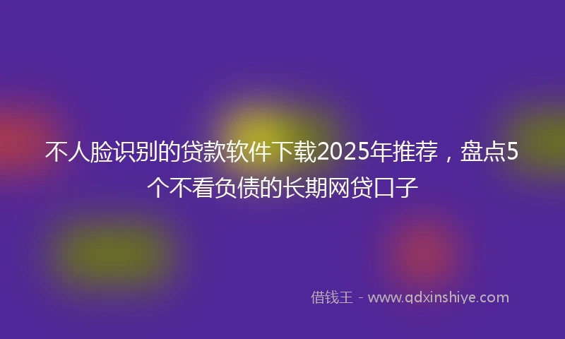 不人脸识别的贷款软件下载2025年推荐，盘点5个不看负债的长期网贷口子