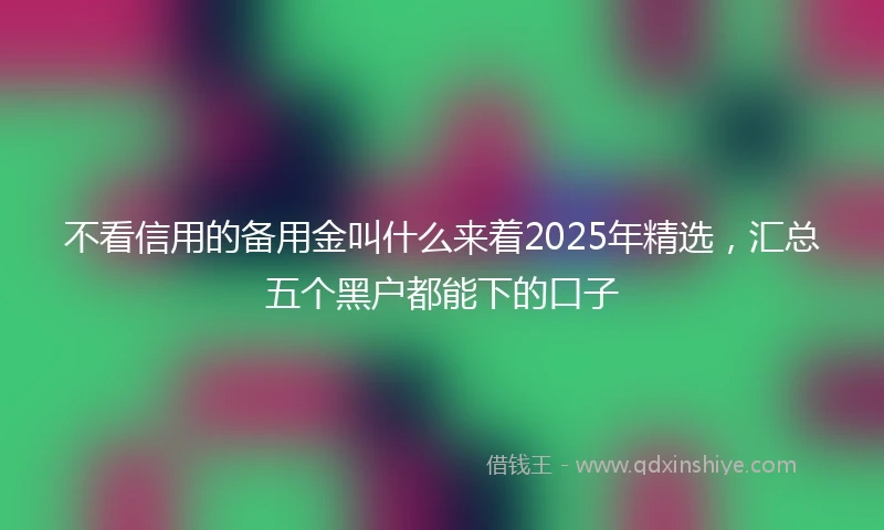 不看信用的备用金叫什么来着2025年精选，汇总五个黑户都能下的口子