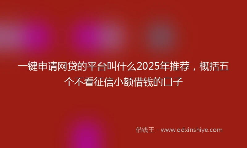 一键申请网贷的平台叫什么2025年推荐，概括五个不看征信小额借钱的口子