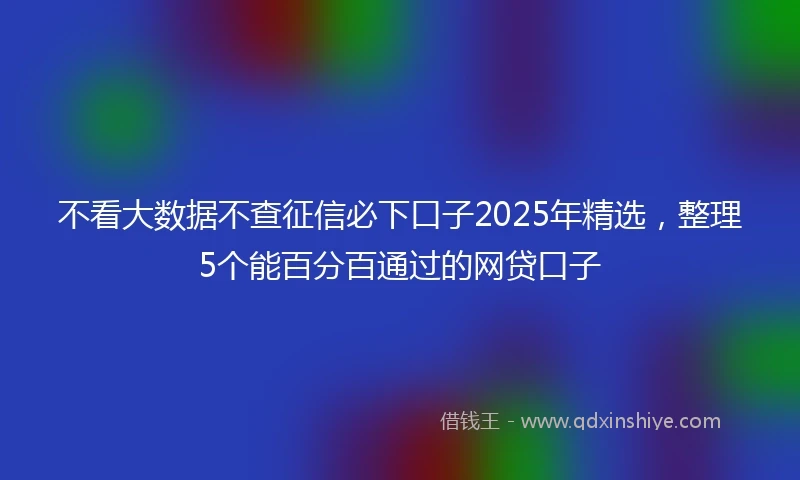 不看大数据不查征信必下口子2025年精选，整理5个能百分百通过的网贷口子