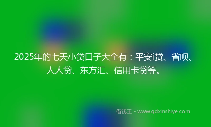 2025年的七天小贷口子大全有:平安i贷、省呗、人人贷、东方汇、信用卡贷等。