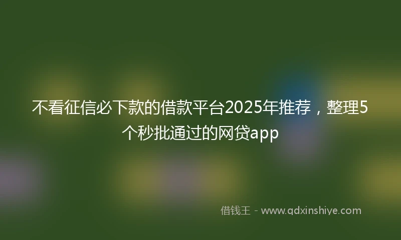 不看征信必下款的借款平台2025年推荐，整理5个秒批通过的网贷app