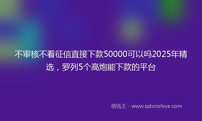 不审核不看征信直接下款50000可以吗2025年精选，罗列5个高炮能下款的平台