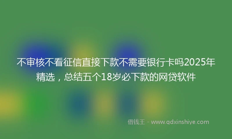 不审核不看征信直接下款不需要银行卡吗2025年精选，总结五个18岁必下款的网贷软件