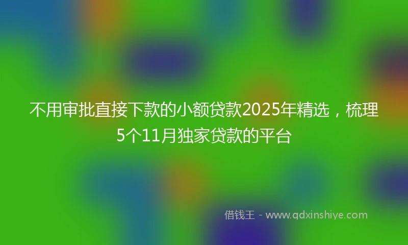 不用审批直接下款的小额贷款2025年精选，梳理5个11月独家贷款的平台