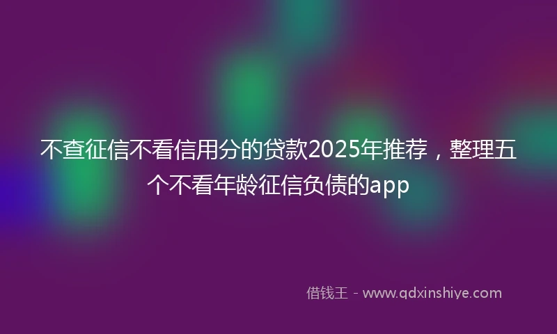 不查征信不看信用分的贷款2025年推荐，整理五个不看年龄征信负债的app