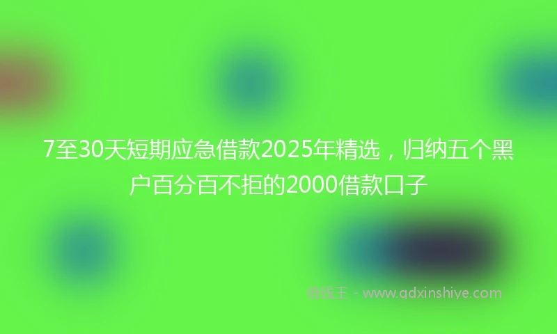 7至30天短期应急借款2025年精选，归纳五个黑户百分百不拒的2000借款口子