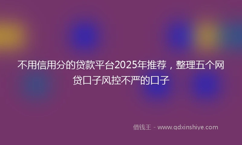 不用信用分的贷款平台2025年推荐，整理五个网贷口子风控不严的口子