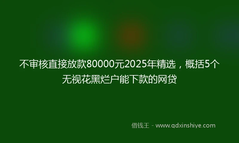 不审核直接放款80000元2025年精选，概括5个无视花黑烂户能下款的网贷