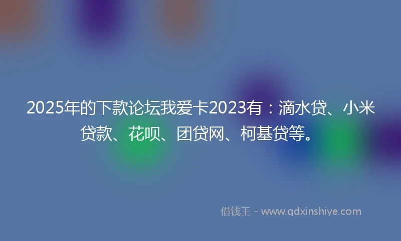 2025年的下款论坛我爱卡2023有：滴水贷、小米贷款、花呗、团贷网、柯基贷等。
