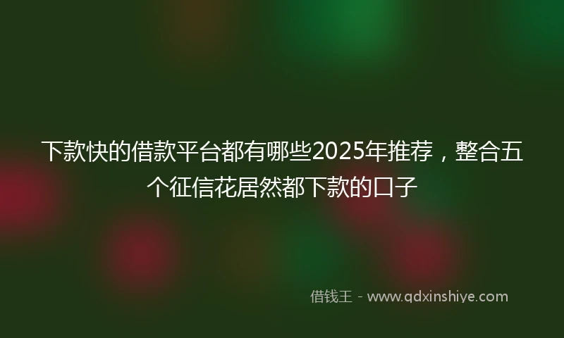 下款快的借款平台都有哪些2025年推荐，整合五个征信花居然都下款的口子
