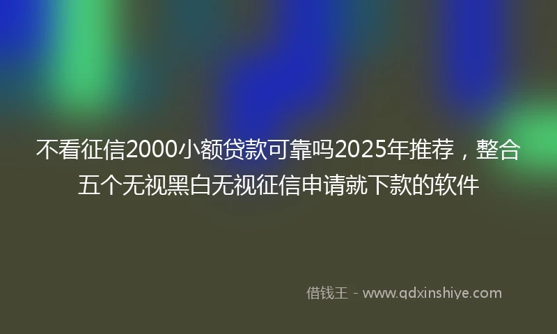 不看征信2000小额贷款可靠吗2025年推荐，整合五个无视黑白无视征信申请就下款的软件