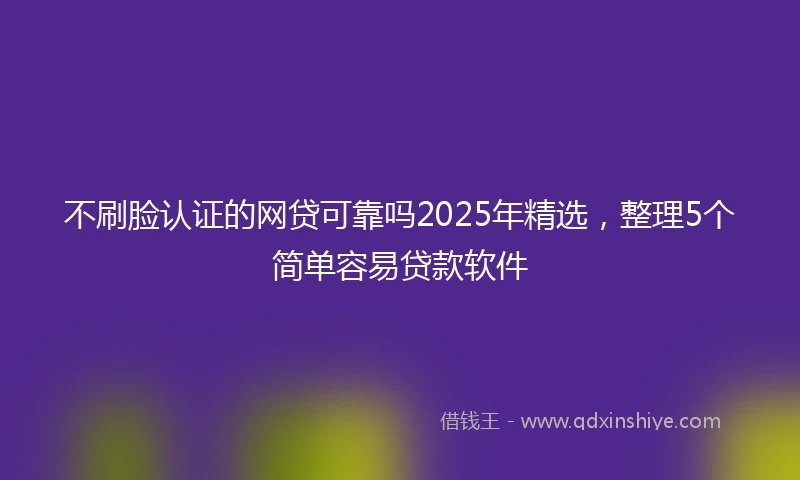 不刷脸认证的网贷可靠吗2025年精选，整理5个简单容易贷款软件