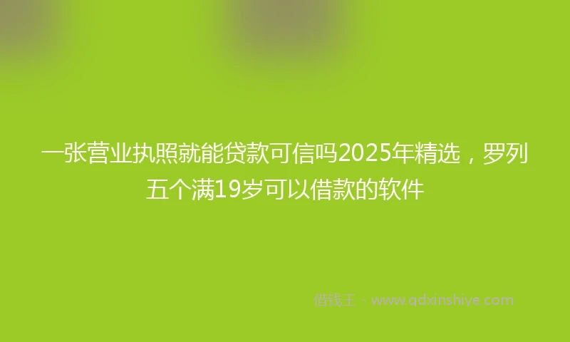 一张营业执照就能贷款可信吗2025年精选，罗列五个满19岁可以借款的软件