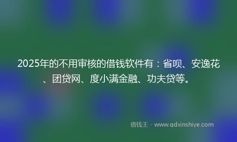 2025年的不用审核的借钱软件有：省呗、安逸花、团贷网、度小满金融、功夫贷等。