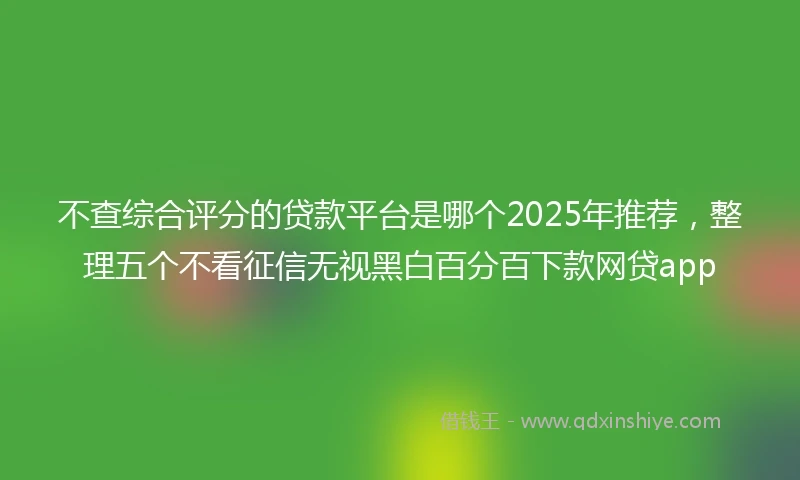 不查综合评分的贷款平台是哪个2025年推荐，整理五个不看征信无视黑白百分百下款网贷app