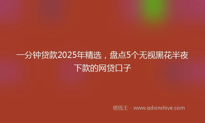 一分钟贷款2025年精选，盘点5个无视黑花半夜下款的网贷口子