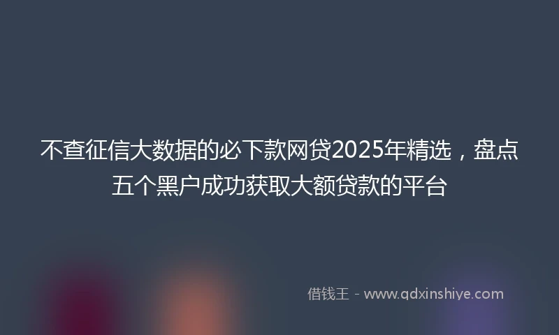不查征信大数据的必下款网贷2025年精选，盘点五个黑户成功获取大额贷款的平台