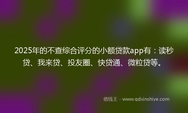2025年的不查综合评分的小额贷款app有：读秒贷、我来贷、投友圈、快贷通、微粒贷等。