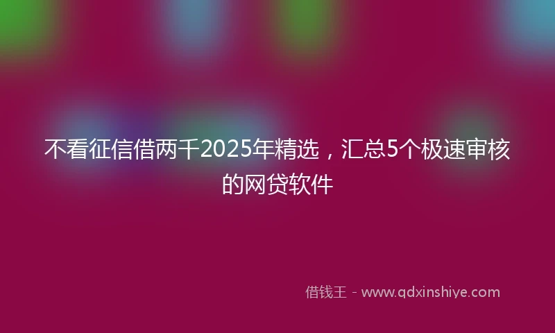 不看征信借两千2025年精选，汇总5个极速审核的网贷软件