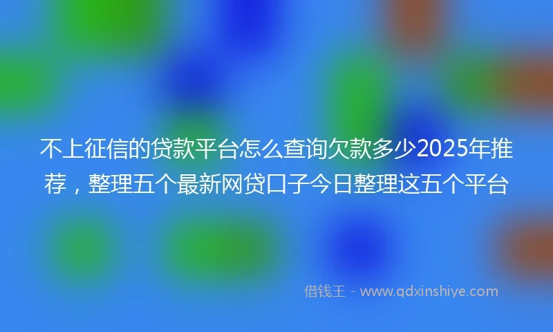 不上征信的贷款平台怎么查询欠款多少2025年推荐，整理五个最新网贷口子今日整理这五个平台