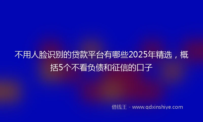 不用人脸识别的贷款平台有哪些2025年精选，概括5个不看负债和征信的口子