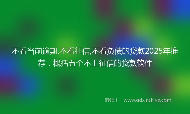 不看当前逾期,不看征信,不看负债的贷款2025年推荐，概括五个不上征信的贷款软件