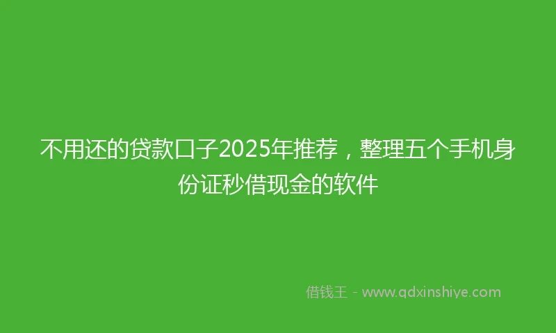 不用还的贷款口子2025年推荐，整理五个手机身份证秒借现金的软件
