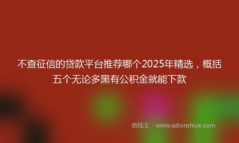 不查征信的贷款平台推荐哪个2025年精选，概括五个无论多黑有公积金就能下款