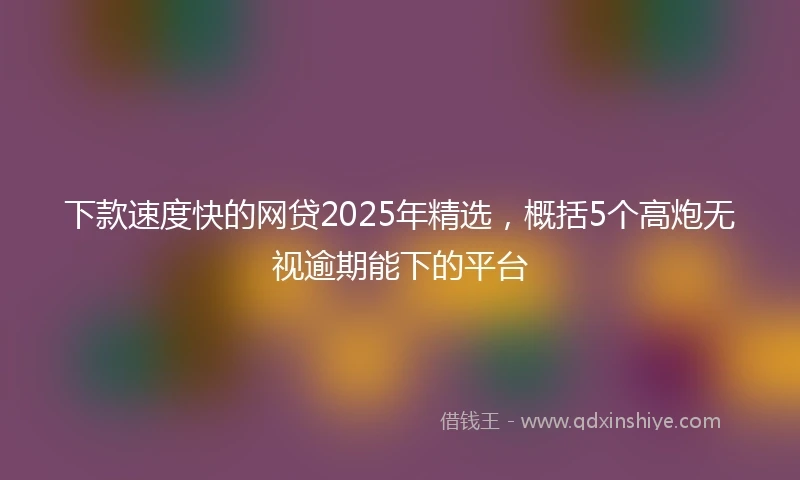 下款速度快的网贷2025年精选，概括5个高炮无视逾期能下的平台