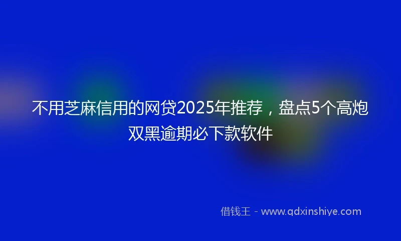 不用芝麻信用的网贷2025年推荐，盘点5个高炮双黑逾期必下款软件