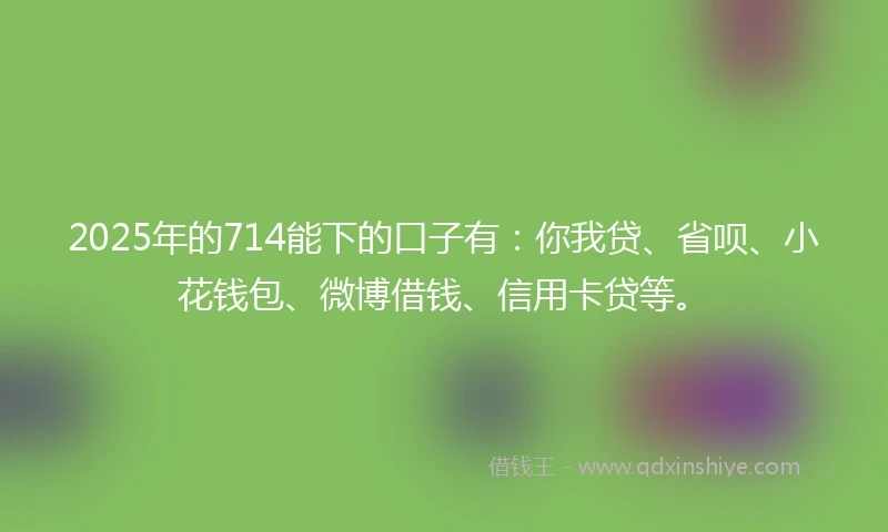 2025年的714能下的口子有：你我贷、省呗、小花钱包、微博借钱、信用卡贷等。