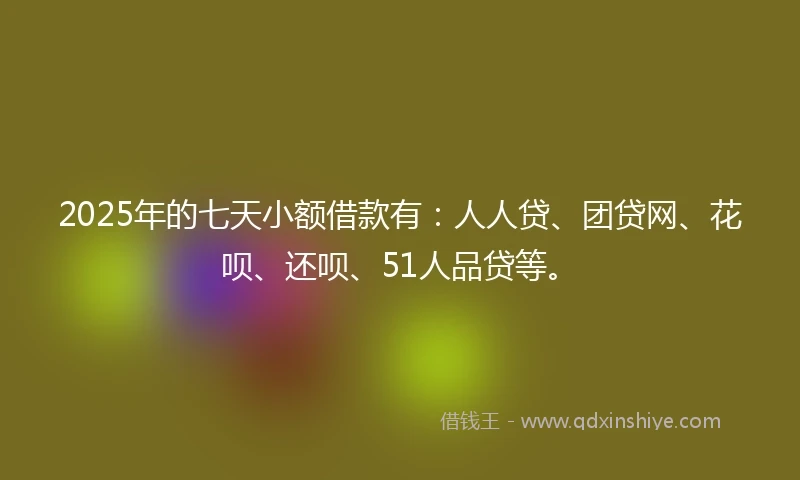 2025年的七天小额借款有：人人贷、团贷网、花呗、还呗、51人品贷等。
