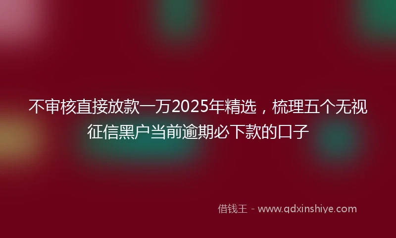 不审核直接放款一万2025年精选，梳理五个无视征信黑户当前逾期必下款的口子